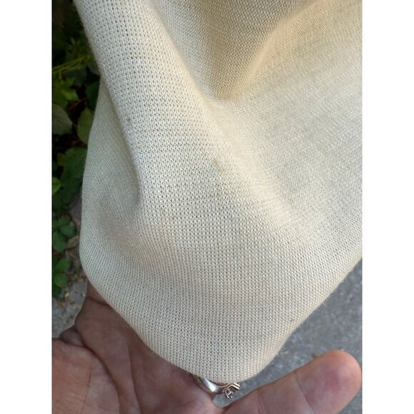 1960s Clarissa Modelle Virgin Wool Knit Shift Dress Mod Ivory Pink Chevron Sz 46 - Picture 13 of 15